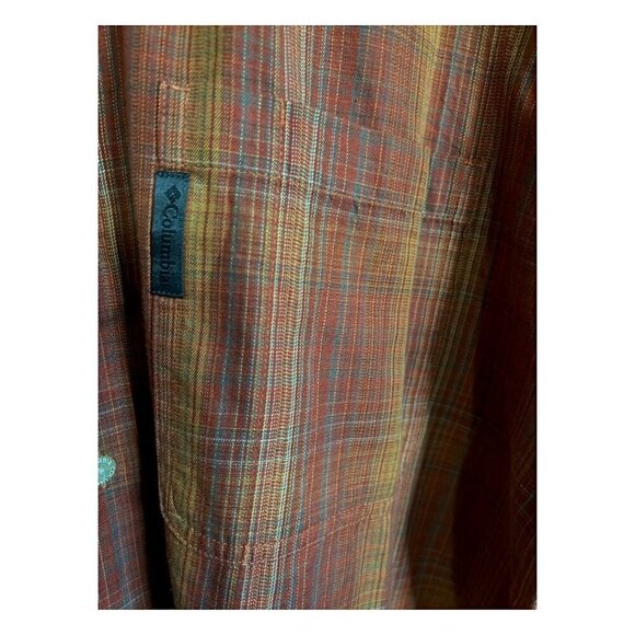 Columbia Men's Light Orange Plaid Long Sleeve Lightweight Button Down Shirt Sz L - Picture 4 of 7
